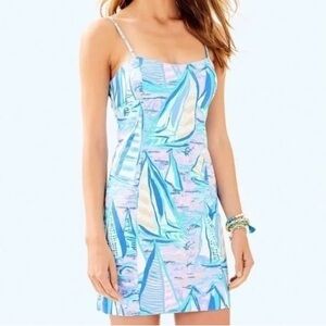 NWT Lilly Pulitzer Shelli Stretch Dress in Light Lilac Verbena Aboat Time